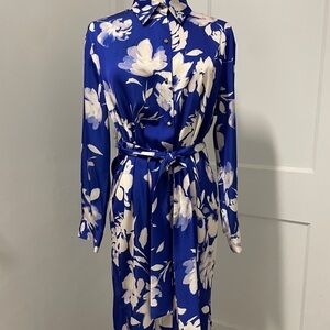 Zara Elegant Blue Floral Women's Dress XS